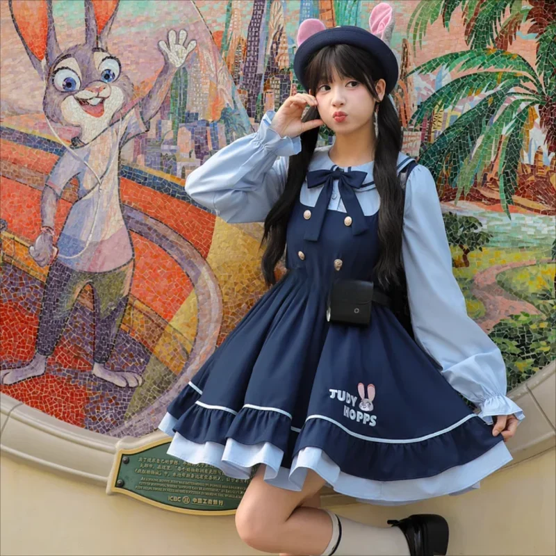 

Double eleven cartoon Disney Judy police officer adult dress new women's long-sleeved short dress dress for women cosplay
