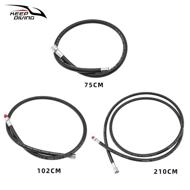 75CM/102CM/210CM Scuba Diving Second Stage Low Pressure Regulator Hose Brass Joint 510 Psi Diving Snorkeling Accessory