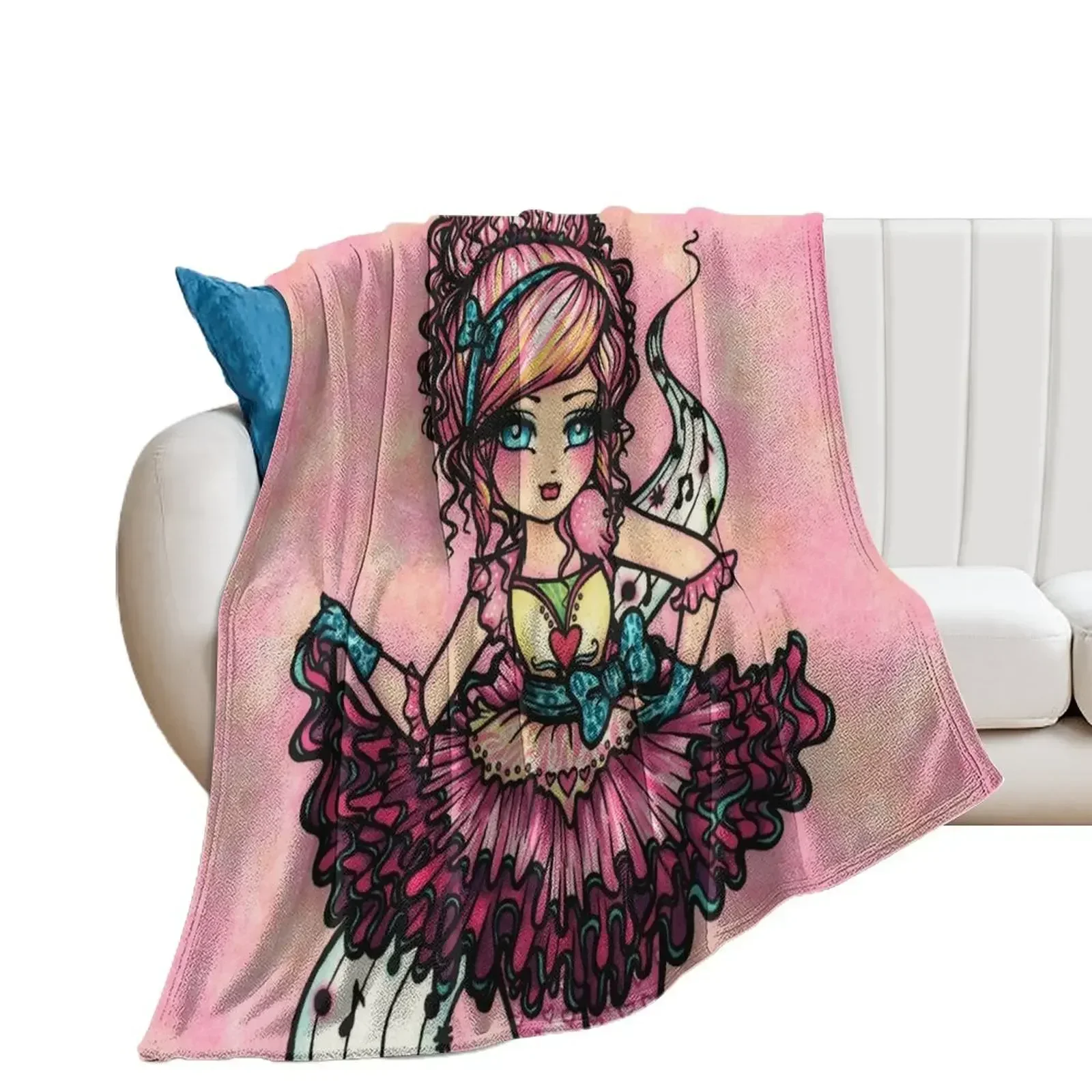 Ballerina Cutie Musical in Pink Fantasy Art Throw Blanket Soft Beds manga Blankets Sofas Of Decoration Large Blankets