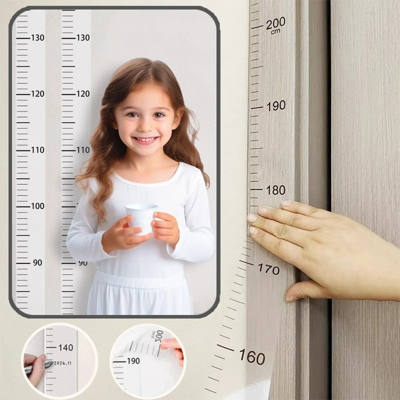 2M Adhesive Wall Growth Chart Removable Children's Growth Height Chart Wall Height Measurement Card for Home Nursery & Office