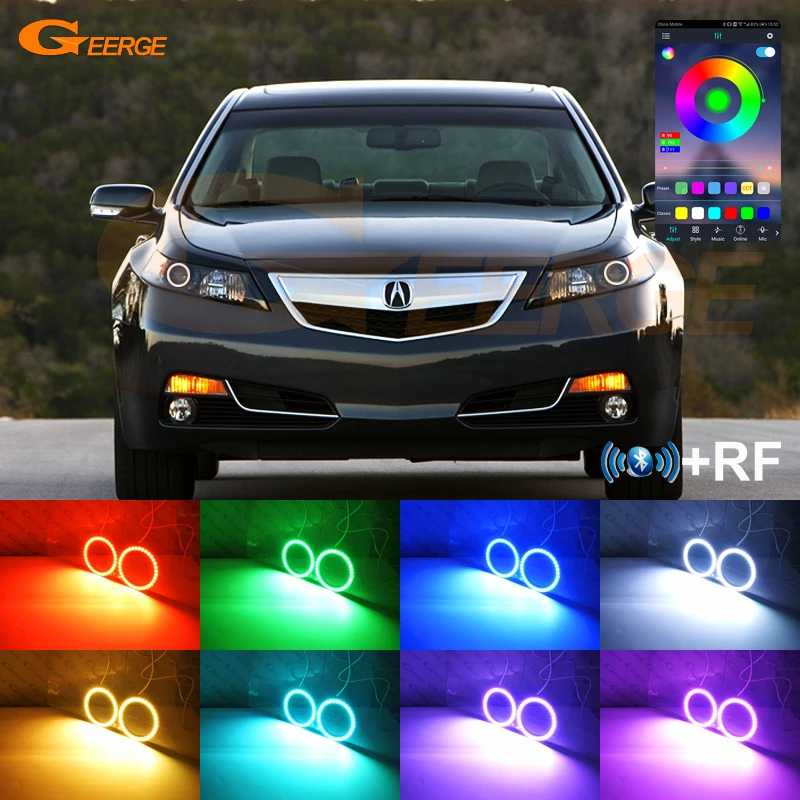 

For Acura TL 2009 2010 2011 2012 2013 2014 RF Remote Bluetooth APP Multi-Color Ultra Bright RGB LED Angel Eyes Kit Halo Rings