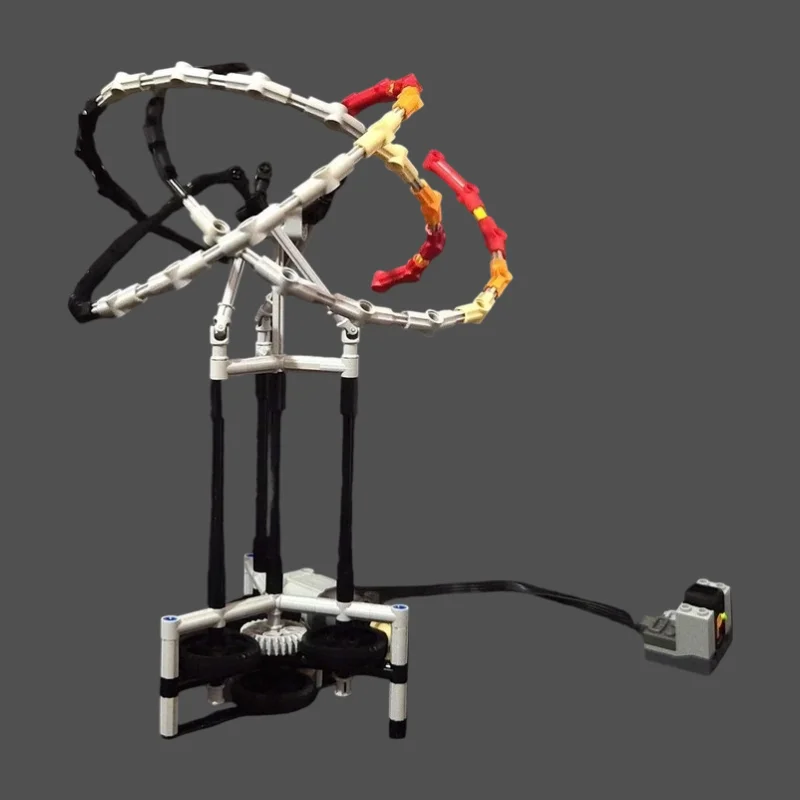 3D Interleaving Rings Kinetic Sculpture MOC Building Blocks Rotating Geometric Ornament DIY Assembly Bricks Display Toy
