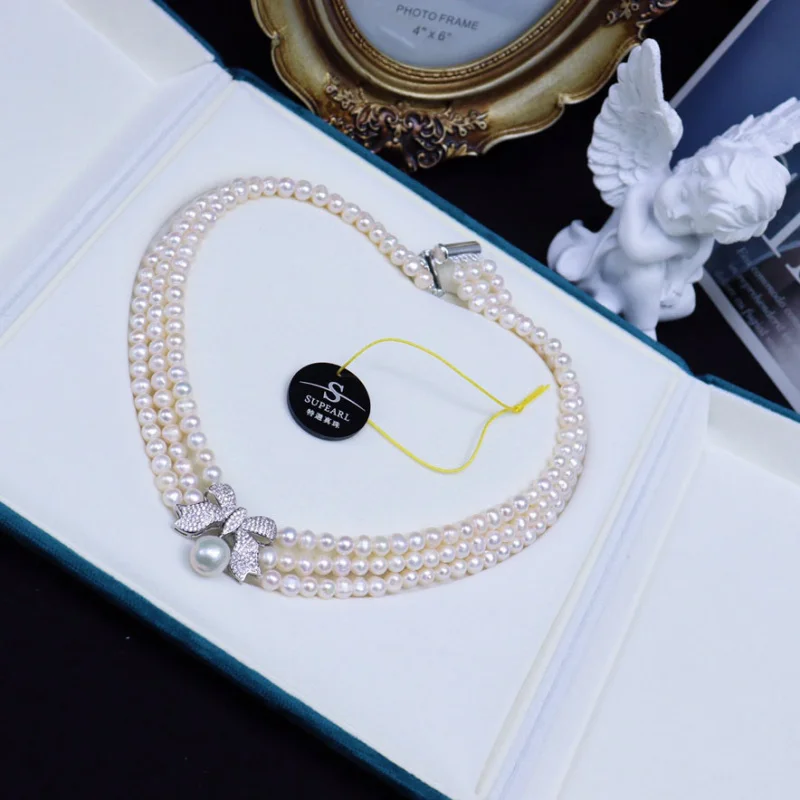068 Freshwater Pearl Necklace for Women Versatile Multi-layer Collarbone Chain Wholesale Exquisite Princess Chain Jewelry Gift