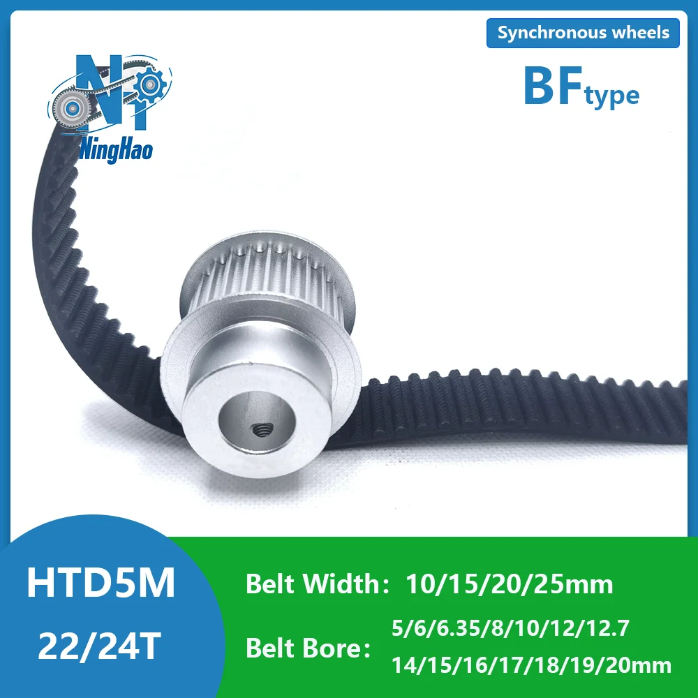 HTD 5M 22Teeth 24Teeth BFtype Timing Pulley Belt Width 10/15/20/25mm Bore 5/6/6.35/8/10/12……20mm 22T 24T 5M Synchronous Wheel