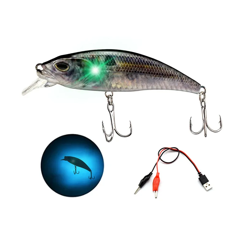 

LED Green Light Vibration Mi Ruo Fish, Rechargeable and Reusable Luya Fish Bait, ABS Realistic Plastic Fish Bait
