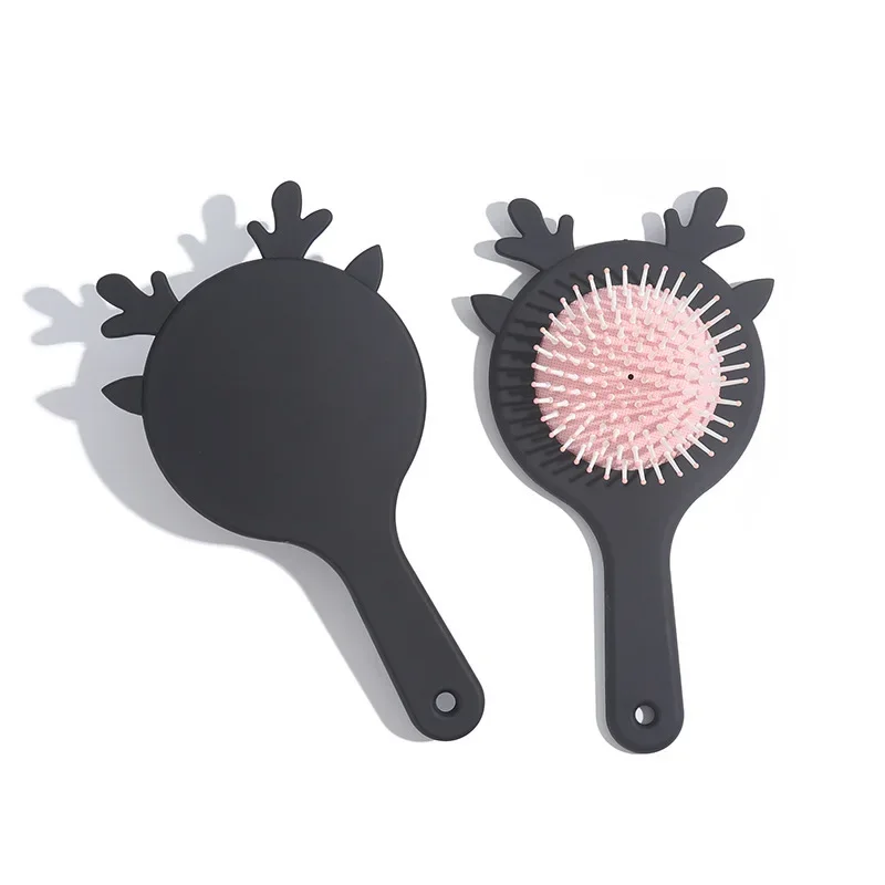 Black Pink Small Air Cushion Comb Oval Cat Ear Antler Pattern Smooth Hair Styling Combs Student Hairdressing Massage Airbag Comb