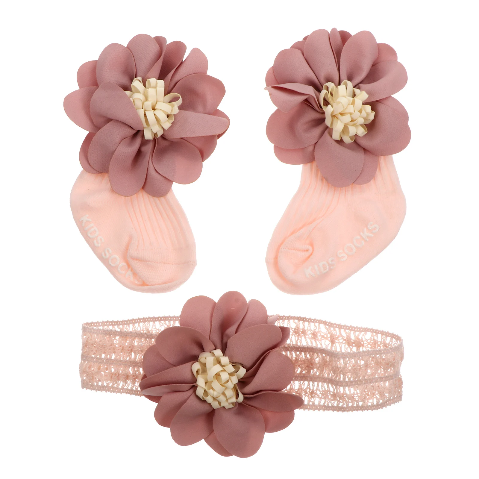 

1 set 1 Set Baby First Month Gift Flower Headband Newborn Soft Elastic Warm Breathable Adorable Infant Socks Set Baby Supplies