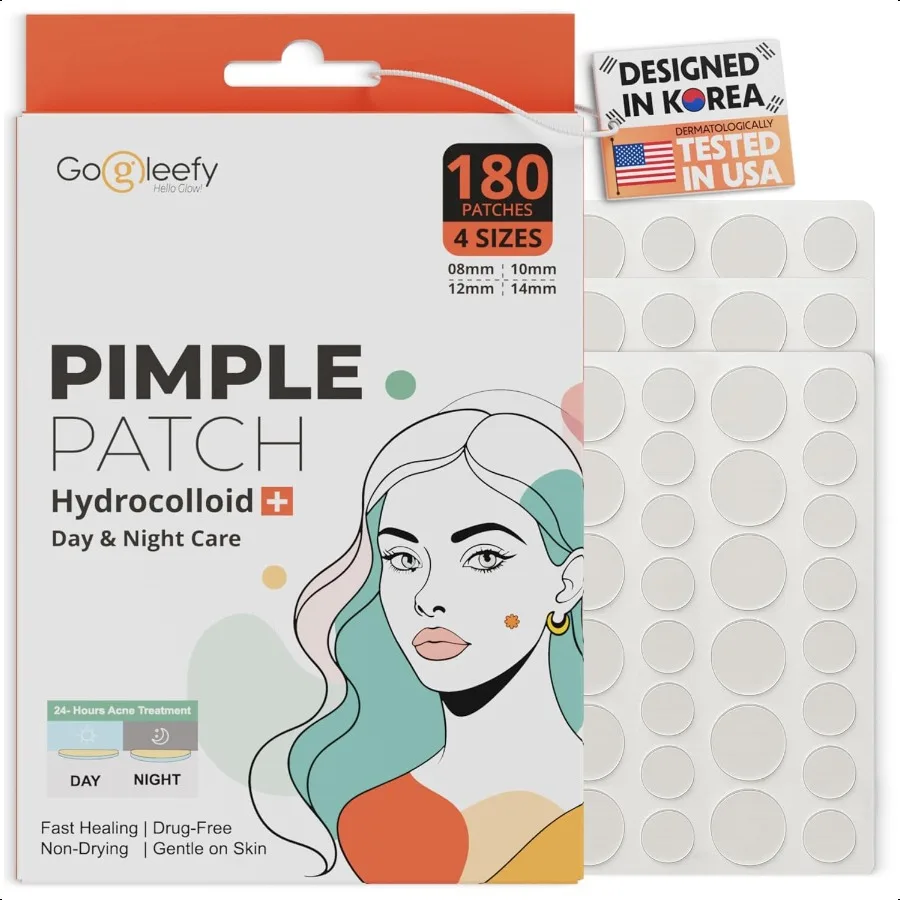 여드름 패치 데이 나이트 하이드로콜로이드 여드름 스티커 빠른 치유 피부 정화 투명 방수 스팟 트리트먼트 6개입