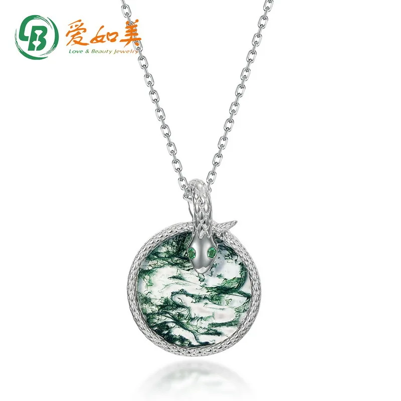 

Ожерелье Spirit Snake с зеленым мохом для женской моды, трендовое золото 18 карат PT950, платиновое посеребренное 7-слойное золотое ожерелье