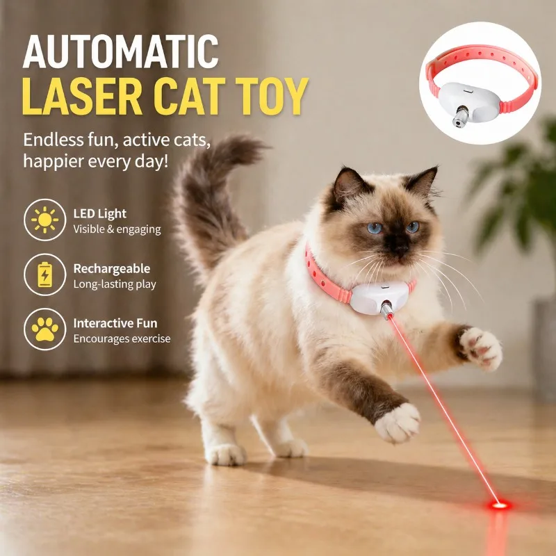

Smart LED Laser Pet Collar Interactive Training Entertainment Light Pointer Funny Plaything for Kitten Cat Toy for Indoor Cats