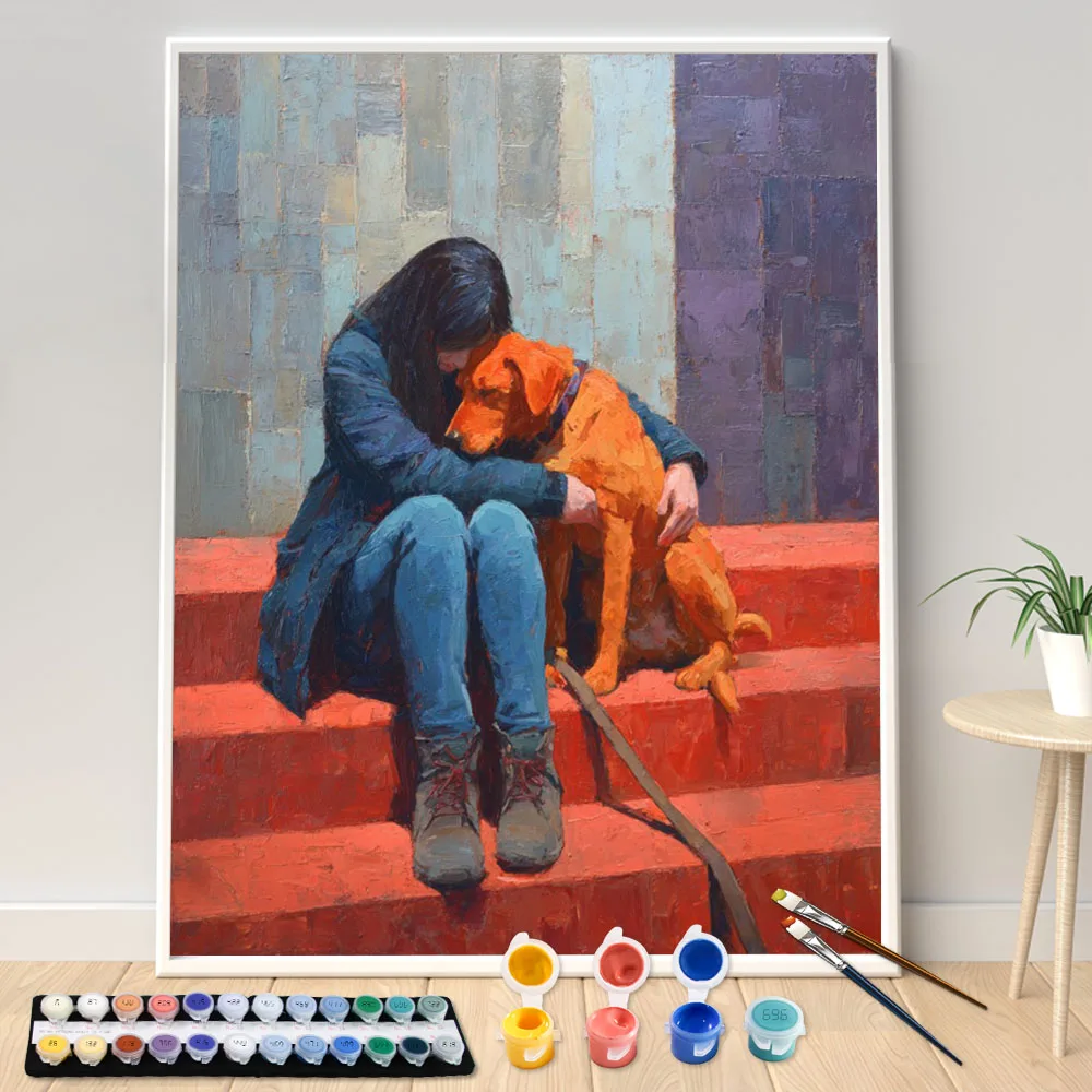 Digitales Acrylmalset DIY Die Wärme des Kuschels Künstlerleinwand Handgemaltes Wohndekor Personalisiertes Überraschungsgeschenk