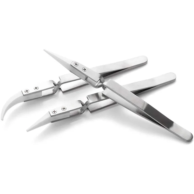 

3 Pack Antistatic Ceramic Tweezers Tweezers Inverted Tweezers Precision Heat Resistant Tweezers HOT