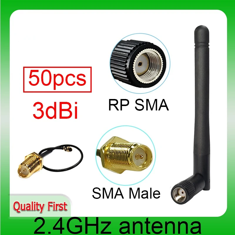 

50pcs 2.4g antenna 3dbi sma female wlan wifi 2.4ghz antene IPX ipex 1 SMA male pigtail Extension Cable iot module antena