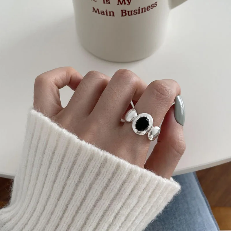 Women's 925 Sterling Silver Graffiti Letter Punk Ring