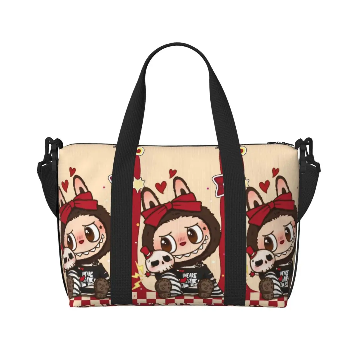 

Custom L-Labubus Doll Tote Bag Women Big Capacity Cute Cartoon Beach Gym Travel Bags