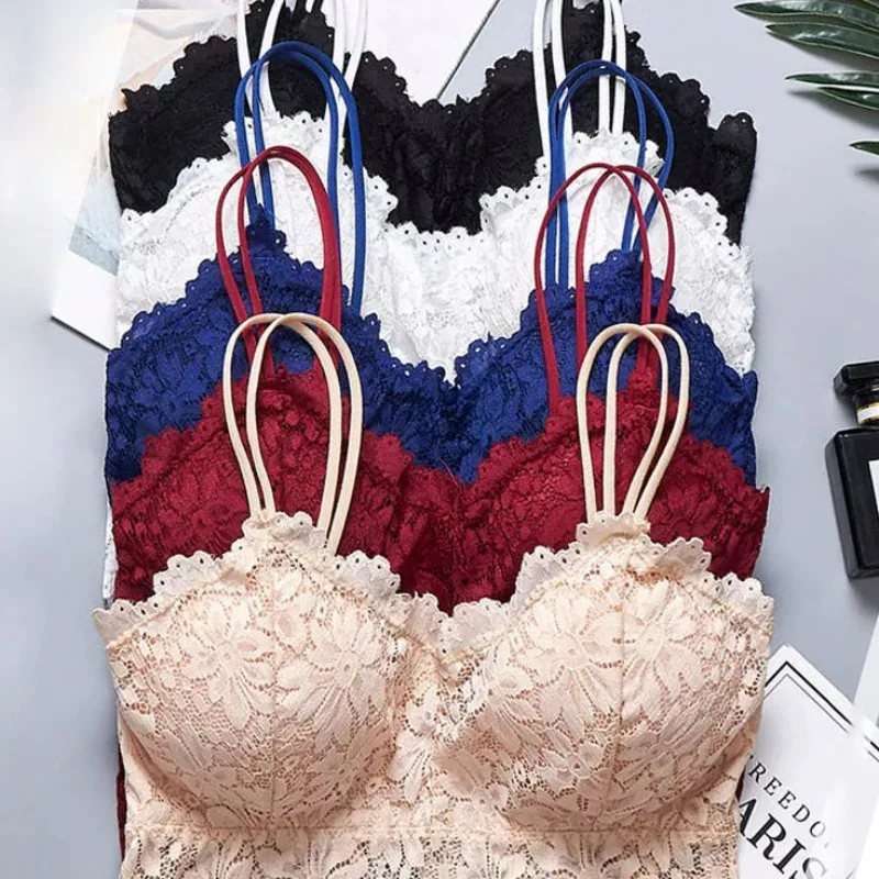 V-neck Lac Bras Detachable Sponge Bralette Women Sunflower Printing Brassiere Multicolor Underwear Tops Vest Wireless Lingerie