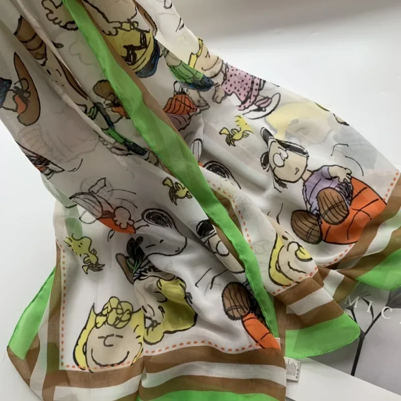 Snoopy Cartoon Women Scarf Anime Figure Woodstock Fashion Boys Girls Silk Scarf Winter Autumn Warm Neck Collar Kerchief Gifts