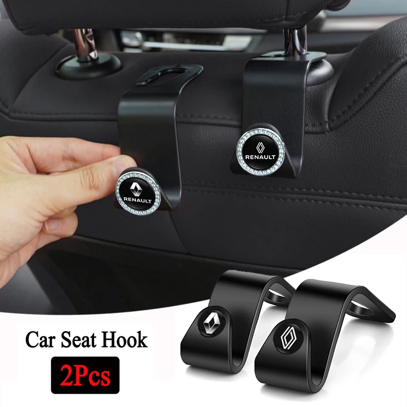 Ganchos portátiles para respaldo de asiento interior de coche, 2 uds., para Renault RS Clio Megane 2 3 4 Captur Trafic Twingo Scenic 2 Kadjar Kangoo Duster