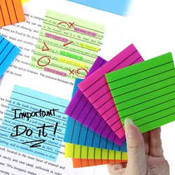 Blocco note per appunti adesivi trasparenti con righe creative, fluorescenti, pubblicati, note colorate impermeabili, carta adesiva, cancelleria scolastica