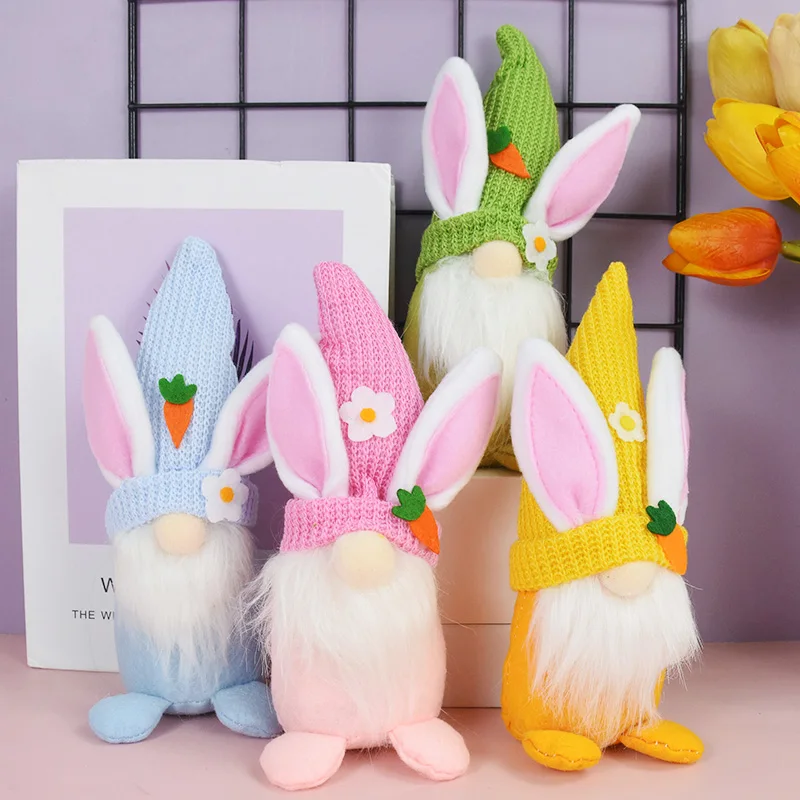 

1PC Easter Faceless Gnome Rabbit Doll Cartoon Handmade Reusable Home Decorations Dolls Spring Easter Party Bunny Ornaments Gifts