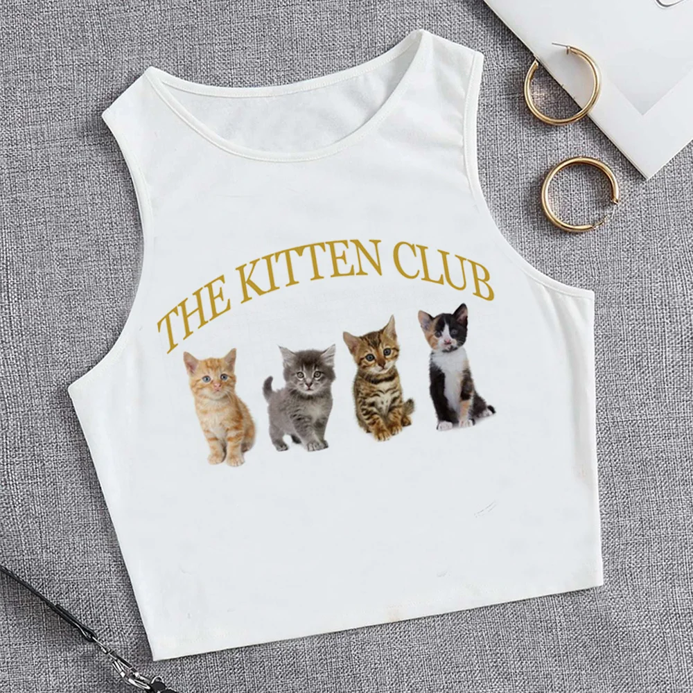 The Kitten Club tank top fairycore yk2 crop top girl fairy grunge korean fashion yk2 kawai t-shirts cropped