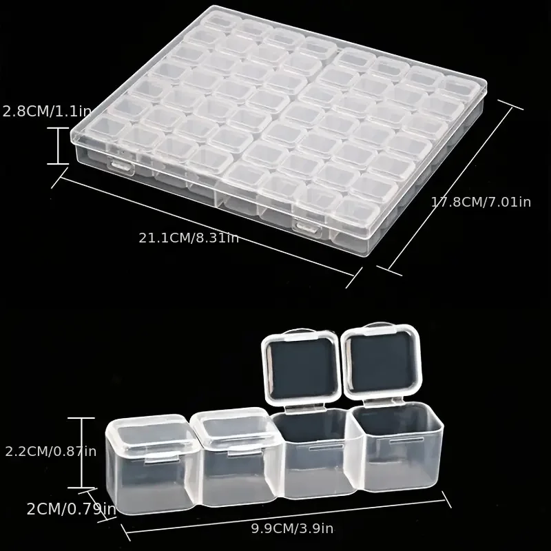 56 Slots Nail Decal Storage Box, Nail Art Accessories Storage Box With Removable Grid, Nail Art Rhinestone Jewelry Box