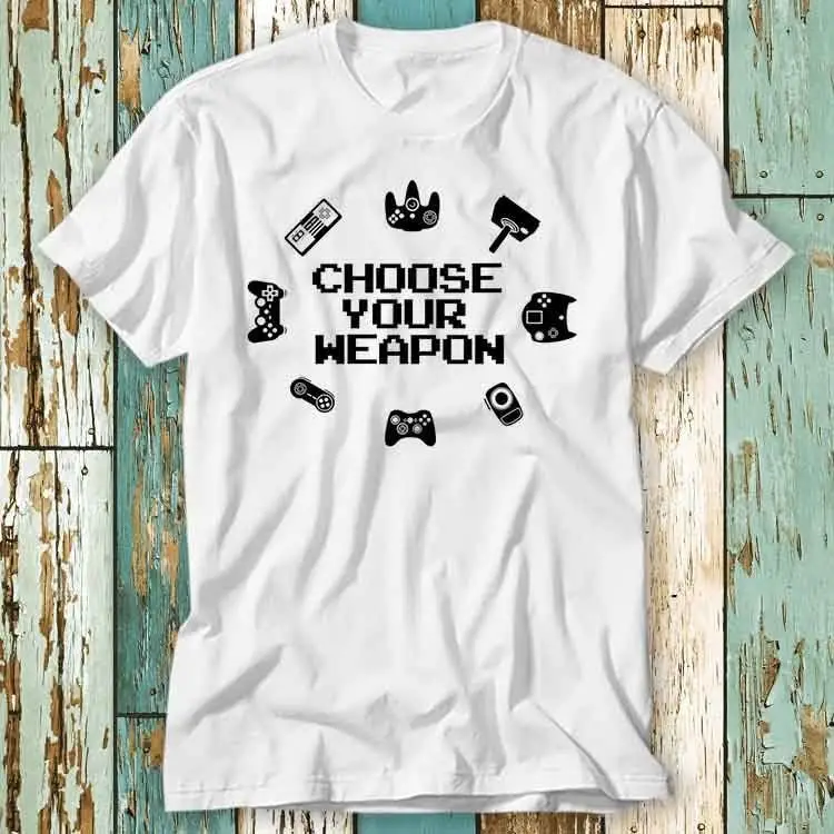 Choose Your Controller Weapon Funny Gaming Online Game T Shirt PS Console Box Switch Top Ladies Mens Retro Vintage S824