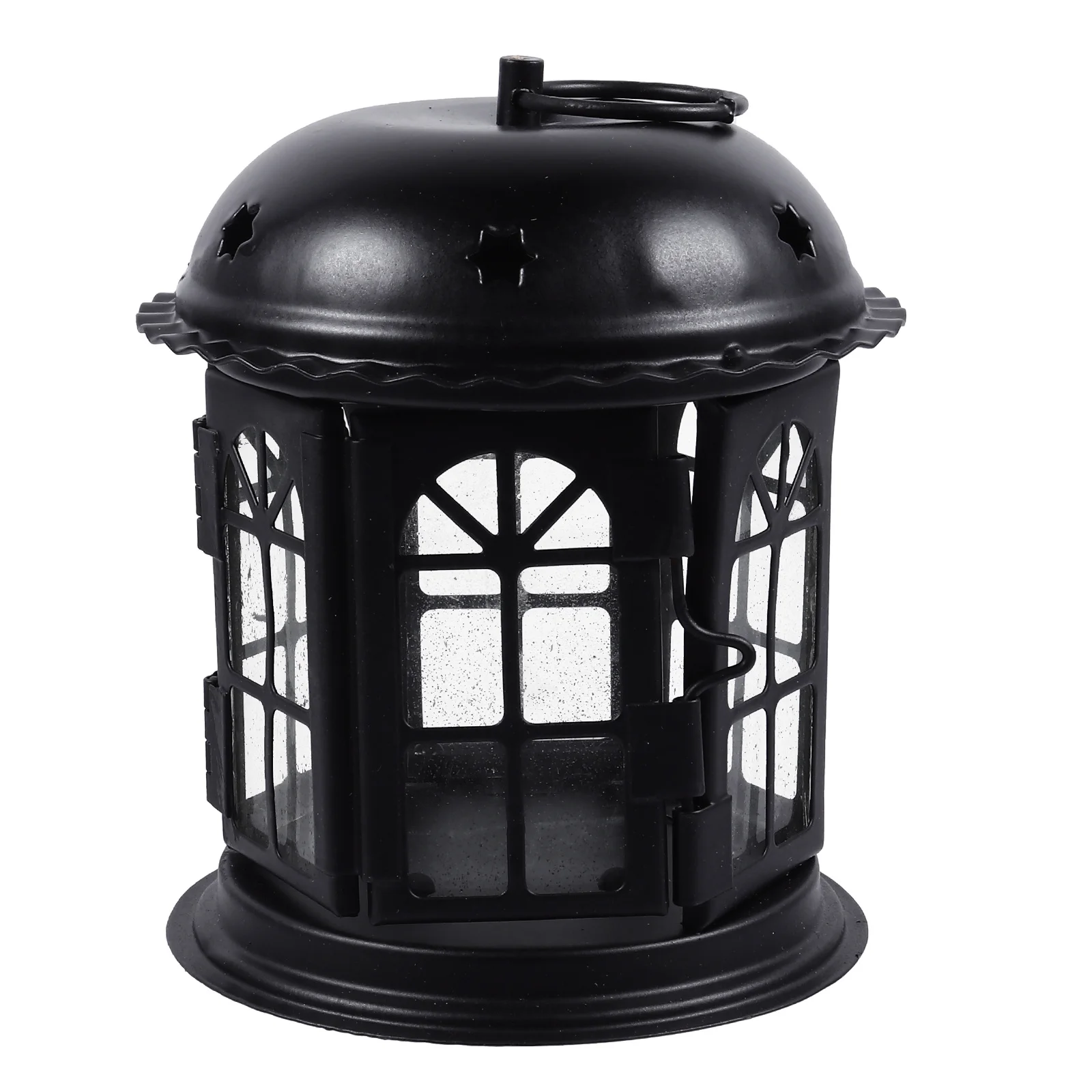 1 قطعة شكل القلعة حامل الحديد حامل مصباح الشاي النمط الأوروبي الزجاج الشمعدان ديكور سطح المكتب زخرفة #4