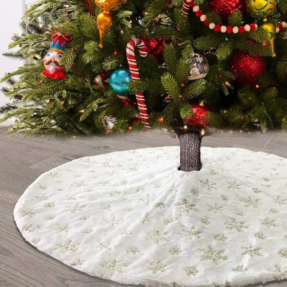 Plush Creative Christmas Tree Skirt 78cm 90cm 120cm White Christmas Trees Foot Sparkle Carpet Skirts Mat New Year Party Supplies