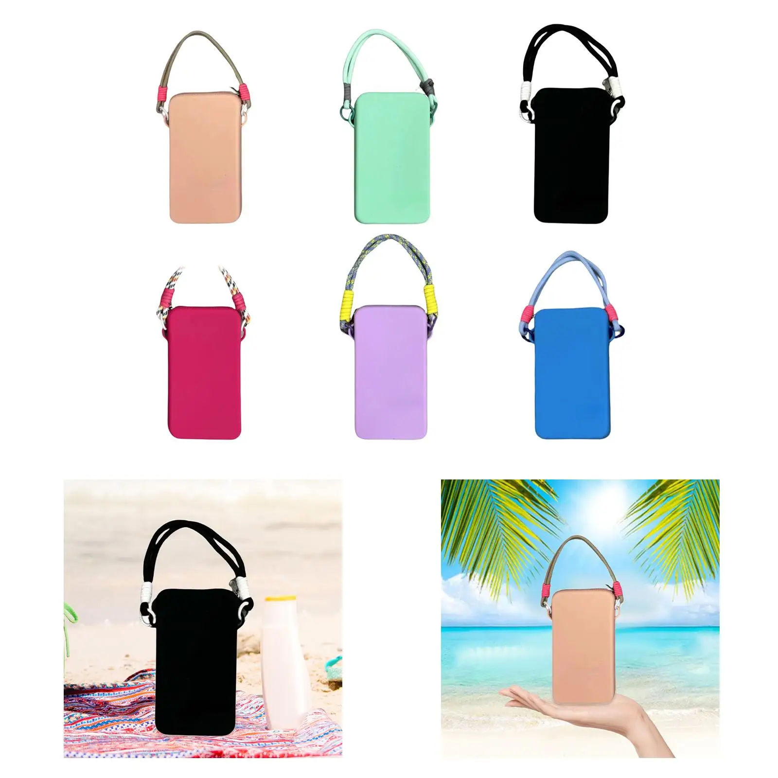 Soporte de silicona para teléfono, bolsa con cremallera, funda para teléfono, soporte para vacaciones, playa, chica