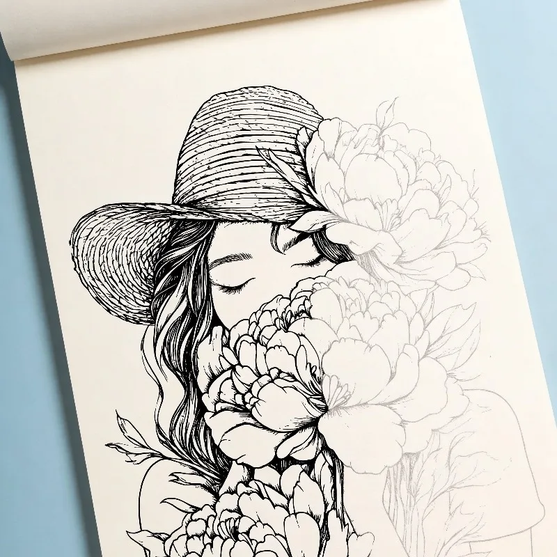 A Hand Drawn Graffiti Book for Adults To Calm Down, Relieve Stress, and Relieve Anxiety, A Forest/flower/girl/Mandala Theme