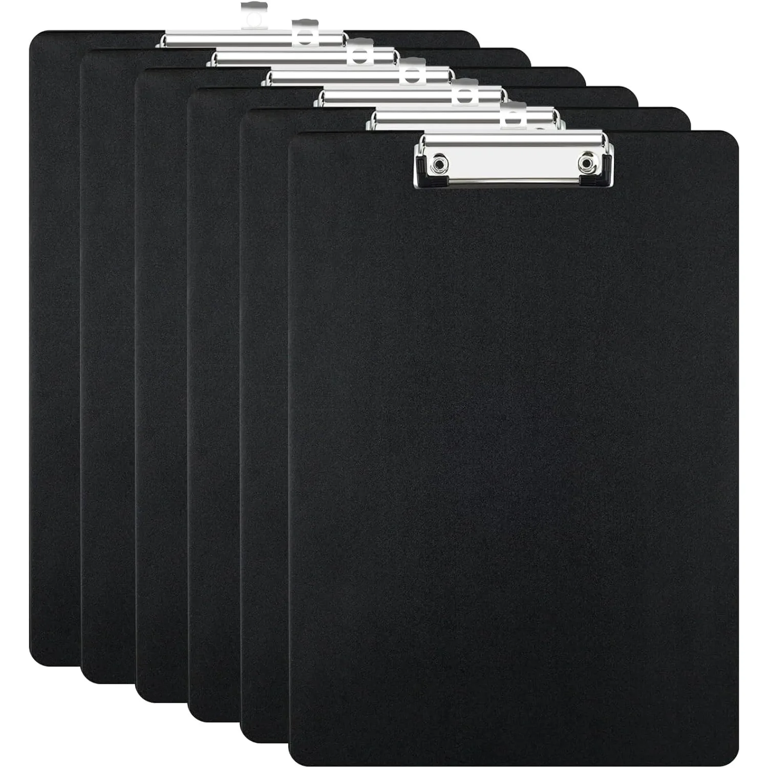 6pcs A4 Clipboard Folder, Black, with Loose-Leaf Folder Writing Board, Metal Clip, Suitable for Notes, Sheets