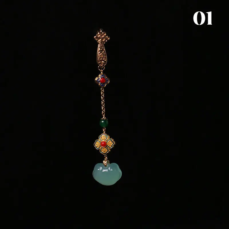 12-20cm Ancient Waist Jade Ornament Hanfu Hanging Rope Tassel Chain Palace Retro Chinese Cheongsam Pearl Fan Exquisite Pendant