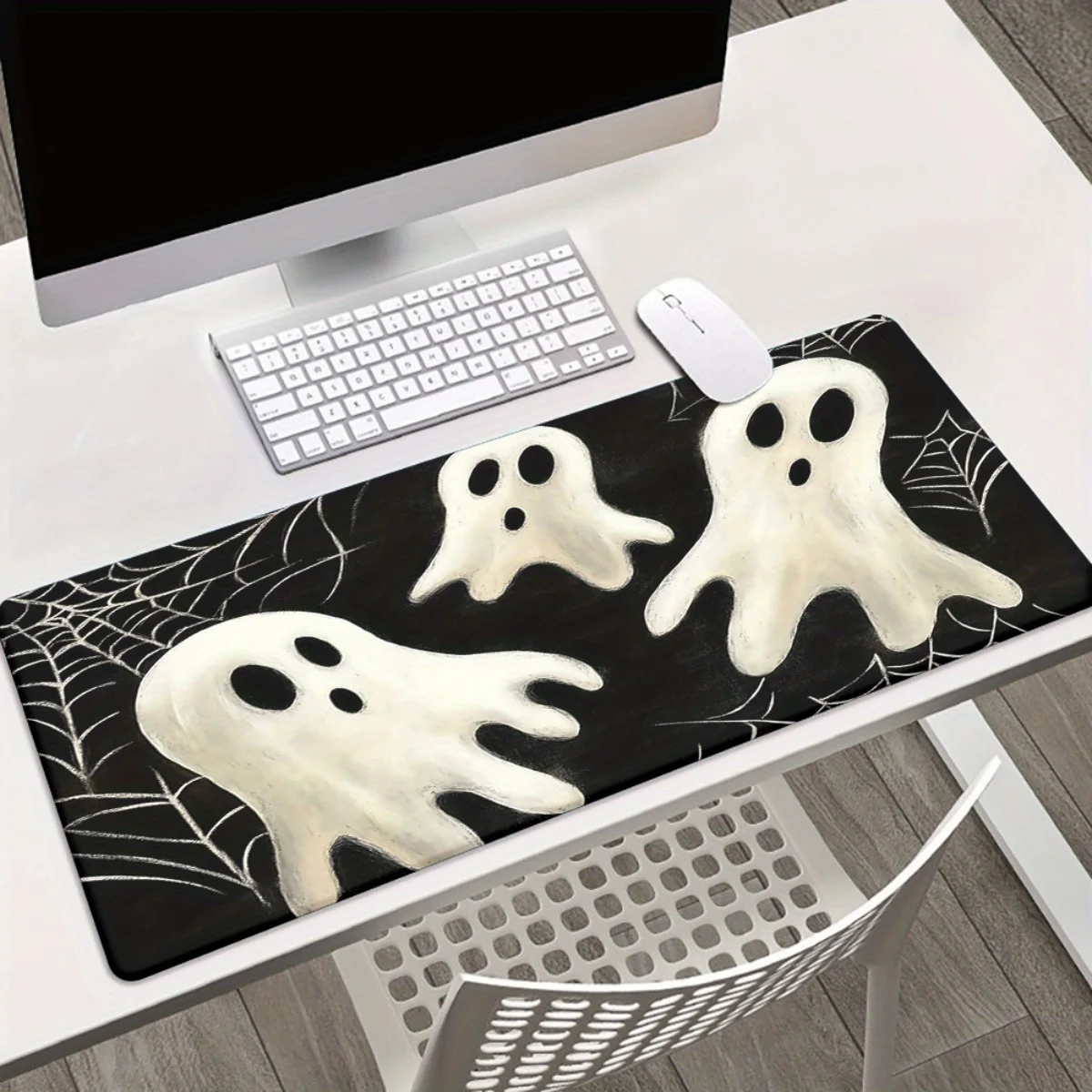 Brand Ghost Web Mouse Pad, Iron Art Desk Mat, Anti-Slip Rubber Gaming Keyboard Mousepad, Durable Office Laptop Computer Gamer Ma
