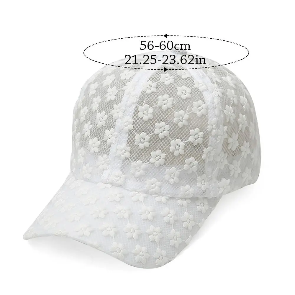 Gorra de béisbol fina con flores de encaje para mujer, protector solar para exteriores, sombrero hueco para el sol, gorra ajustable transpirable,