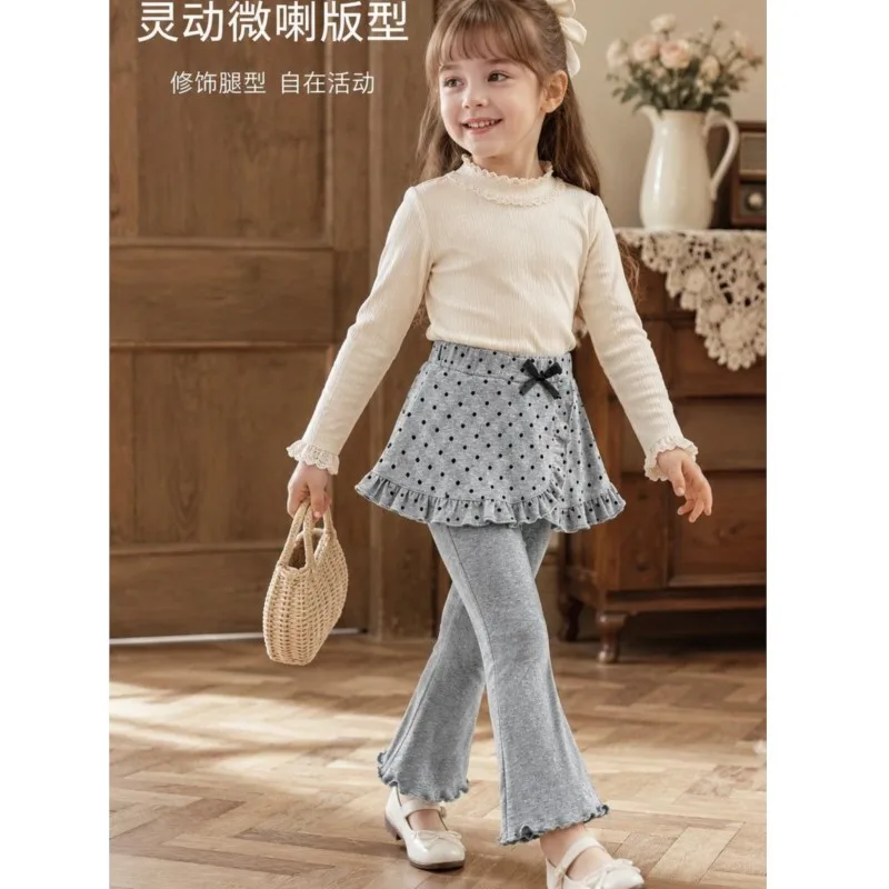 New Girls Dot Lac Skirts Pants Baby Kids Spring Autumn Princess Clothes Children Birthday Party Trousers Pant Leggings Skirt 4