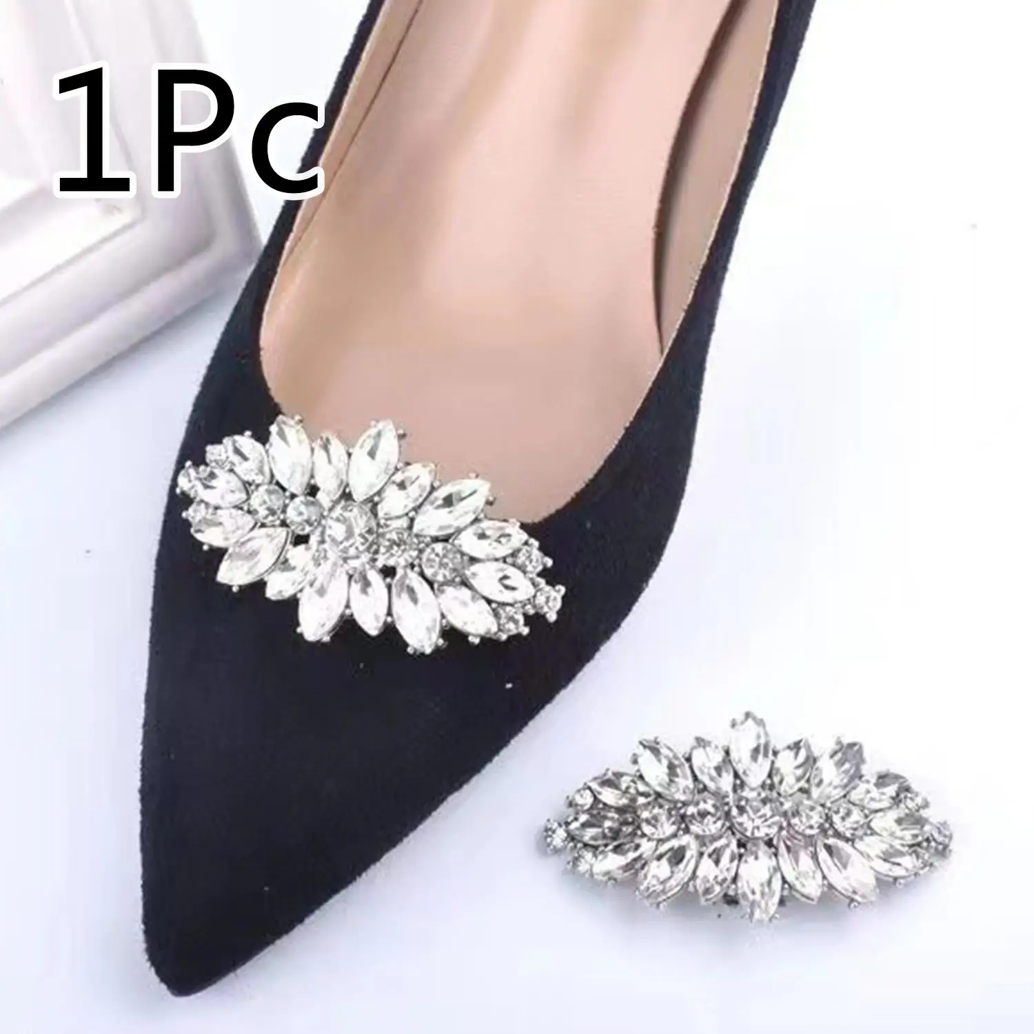

1Pcs Women DIY Rhinestone Shoe Clip Shoe Floral Buckle Detachable Wedding Shoes High Heel Shoe Accessories Shiny Shoes Ornaments