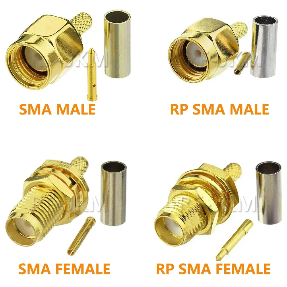 

50pcs Male Plug Sma Female Rp Sma Male Female Connector Crimp For Rg316 U Lmr100 Rg174 Cable Wire Terminal Straight