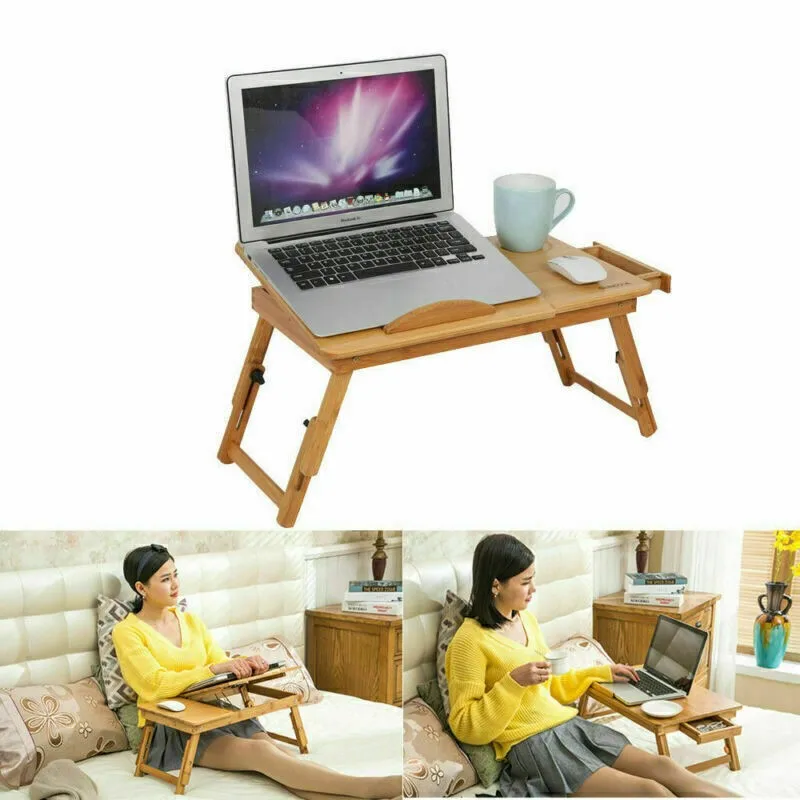 New Bamboo Portable Folding Table Laptop Table Sofa Computer Furniture Desk