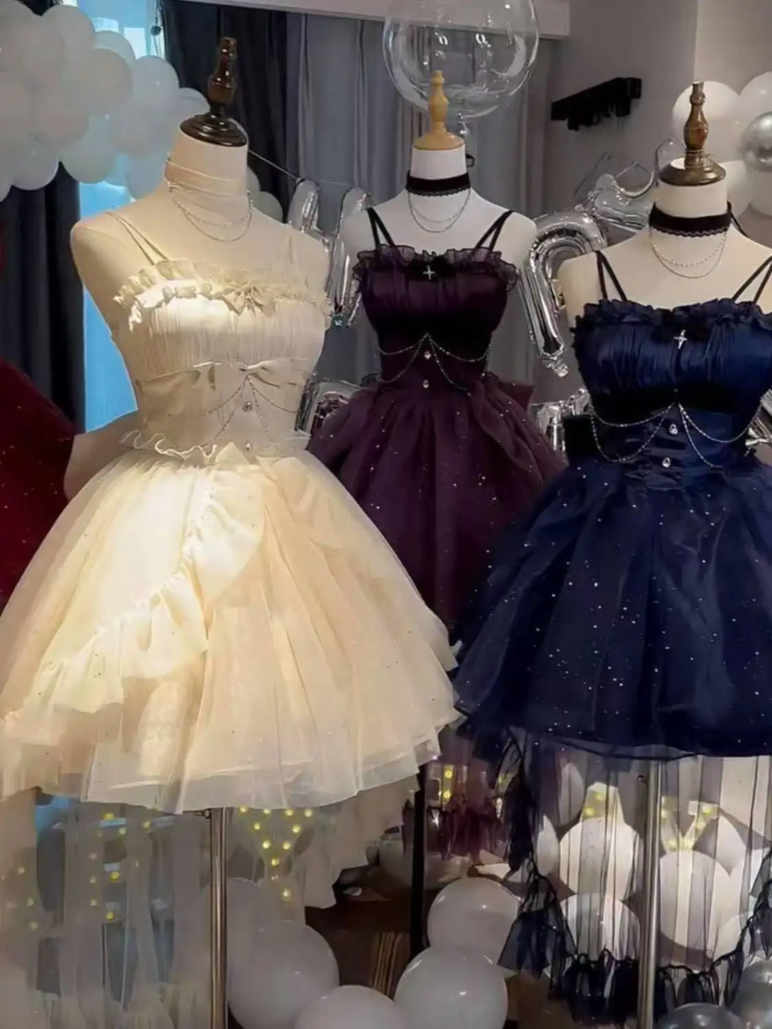 女性かわいいフリル弓サスペンダープリンセスドレスレトロゴシックロリータ Jsk ミニドレスガール甘い妖精パーティートレーリングドレス