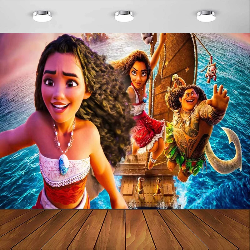 写真撮影の背景モアナオーシャンビーチポスター子供のためのベビーシャワー誕生日パーティーの背景寝室の装飾は名前をカスタマイズすることができます