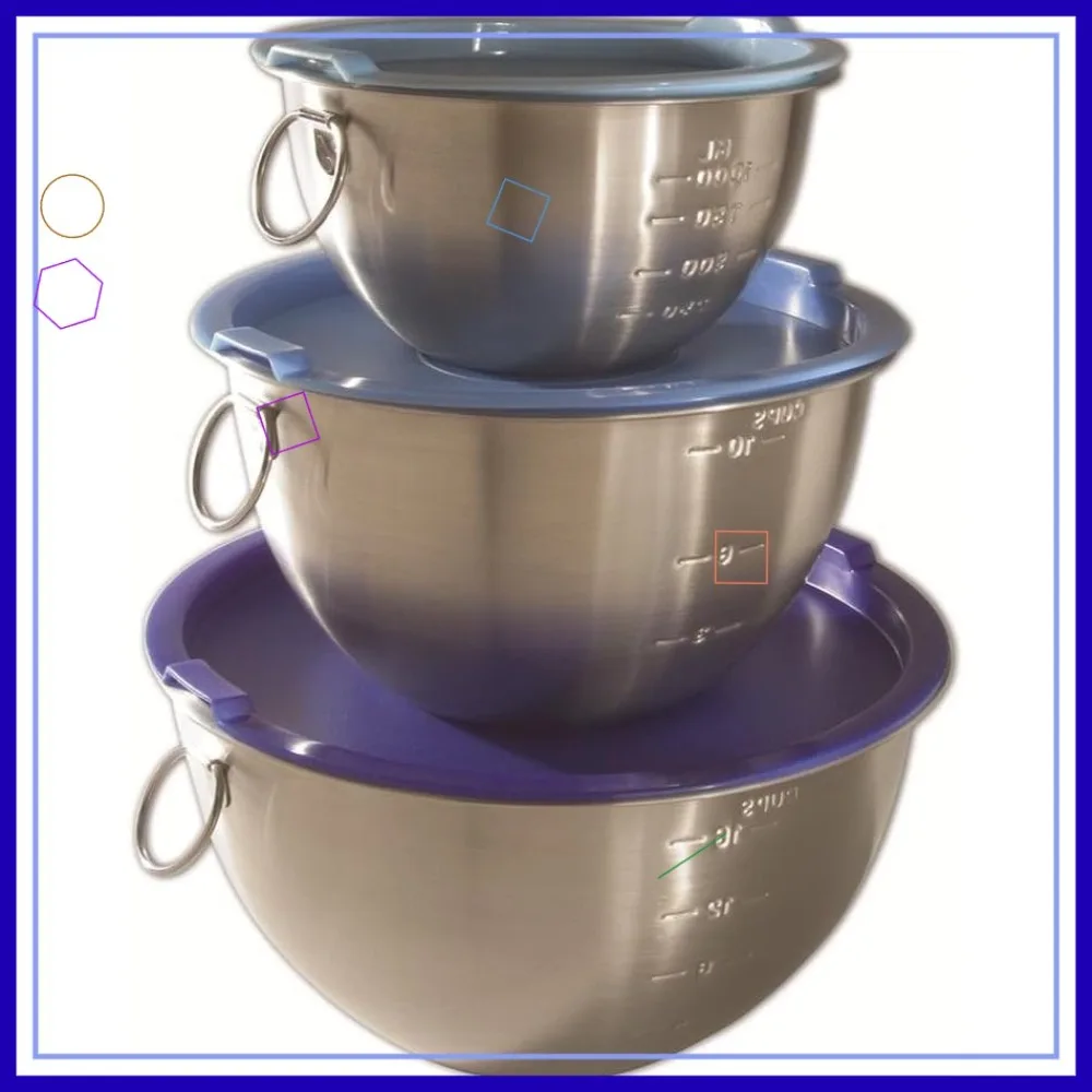 

3-Piece Stainless Steel Mixing Bowls Set with Lids, Nesting Design for Small Medium Large, Dishwasher Safe & BPA Free