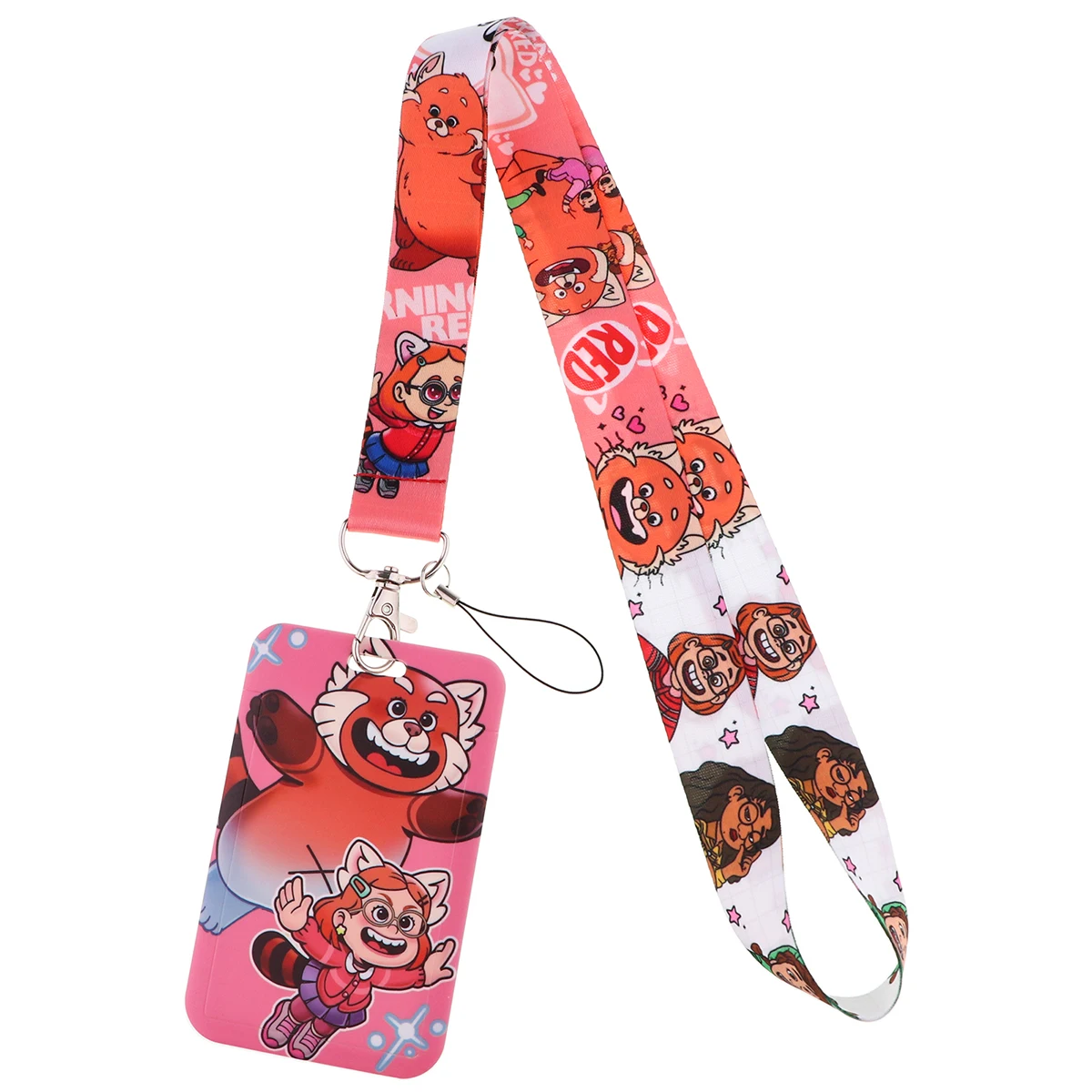 YQ1072 Movie Turning Red Keychain Lanyard Red Panda Phone Lanyard Girls Fashion Strap for ID Credit Card Holder Key Lariat Lasso