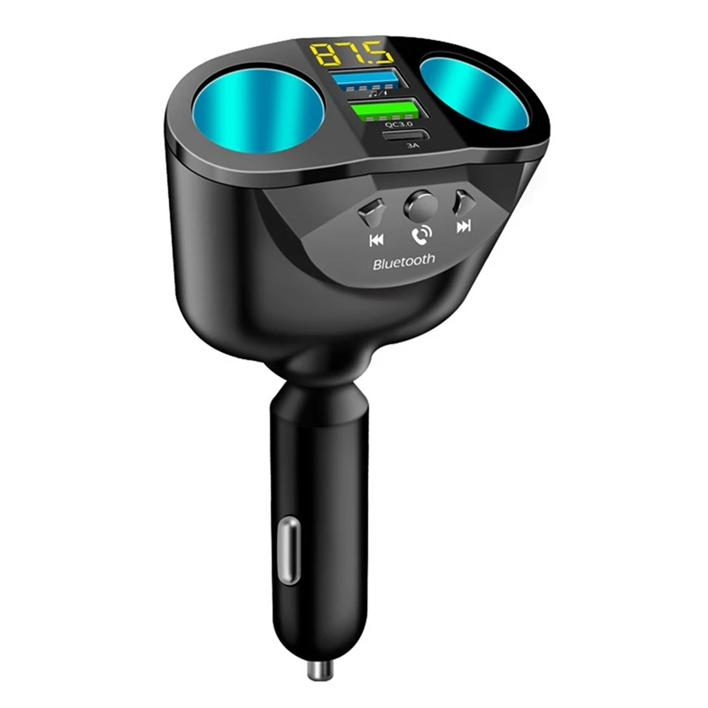 66W USB Type C MP3 Player Car Charger One-To-Four FM Transmitter QC 3.0 Fast Charge Car Charger