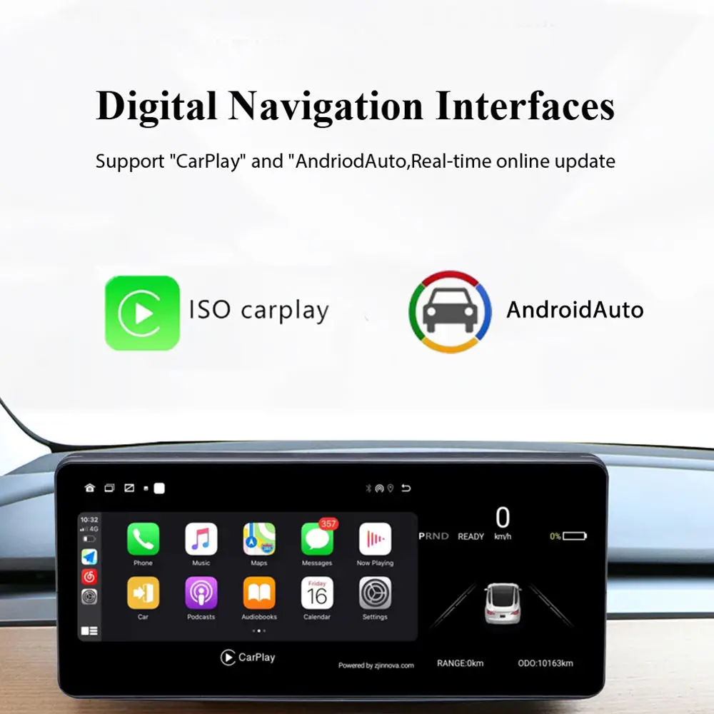 10,3 Zoll Auto Digital Dashboard Auto Android 12,0 Wireless Carplay Ota 4G GPS Wifi Bt Fm Modell 3/Y Instrument Panel