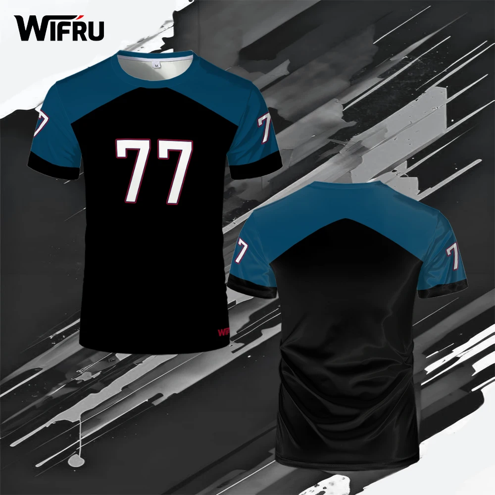 

Simple Splicing Printed Jersey Summer Men's Sports Fitness Quick-drying Short Sleeve T-shirt WIFRU Fashion Leisure Custom Tops
