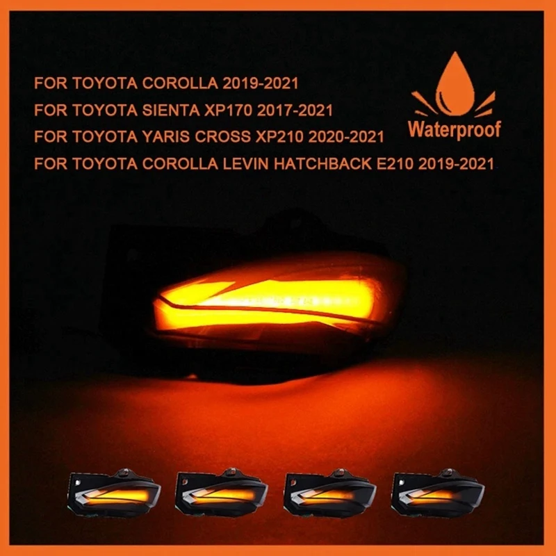 2 PCS Rearview Mirror Turn Signal Light Replacement Parts For Toyota Corolla 2019-2021 Toyota Sienta Yaris Cross