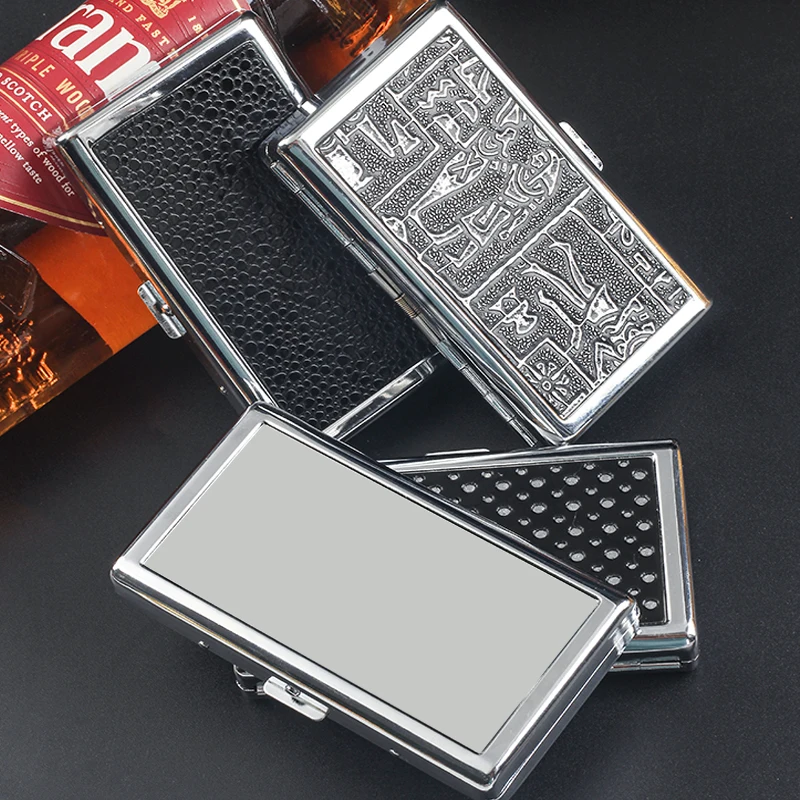 

Новый металлический портсигар, обычный тонкий удлиненный портсигарет, портативный держатель для мужчин, дорожная металлическая коробка для сигарет