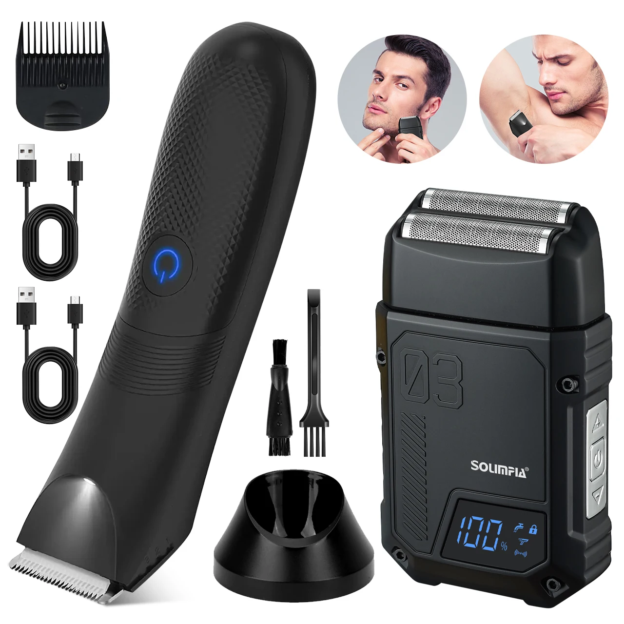 

Solimpia мужской триммер для волос на теле, набор для ухода за волосами, 2 комплекта, бритва для домашнего использования, отбеливающее устройство, бритва для личной гигиены, средство для удаления волос