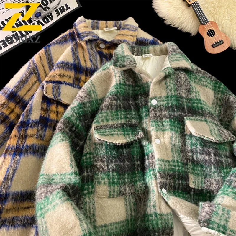 

COMXZ Warm Down Jacket Grid Design Stand Collar Thickened High Quality Camping Quilted Jacket Work Cold Proof Men Winter Padding